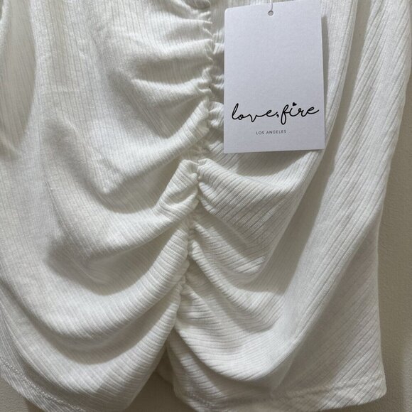 2/$30 Love Fire Crop Tank Top Womens M White Ruched Clean Girl Beach Boho NWT - Picture 7 of 11